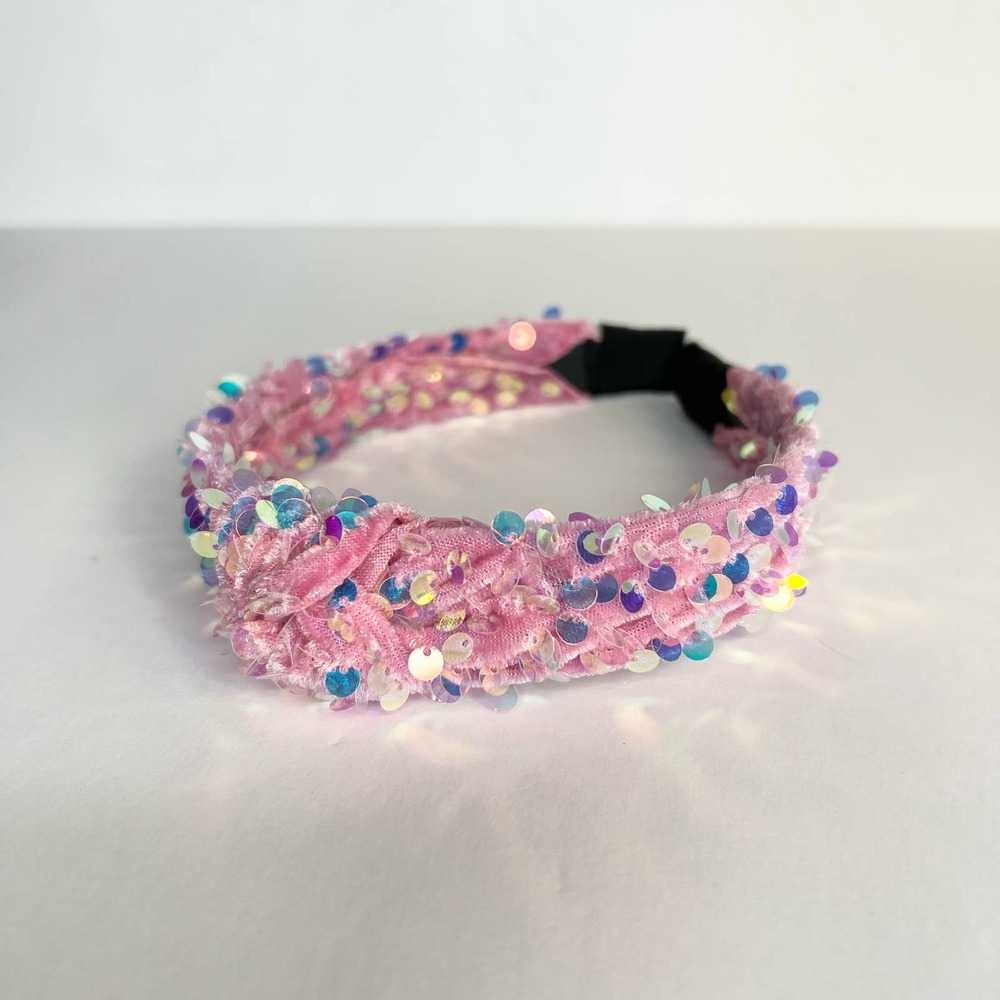 Pink Knot Sequin Headband